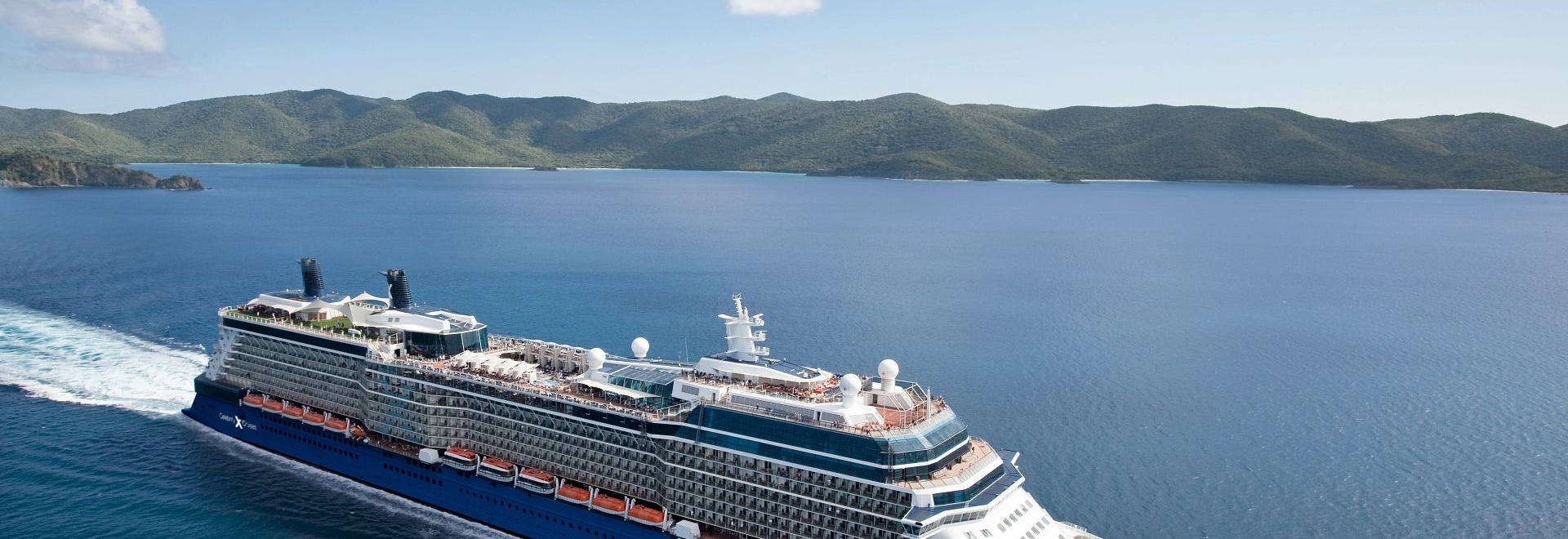 Celebrity Solstice sailing away from port