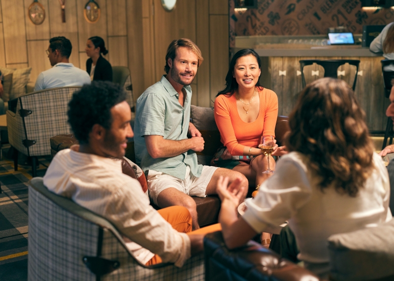 A group of friends having drinks in a bar